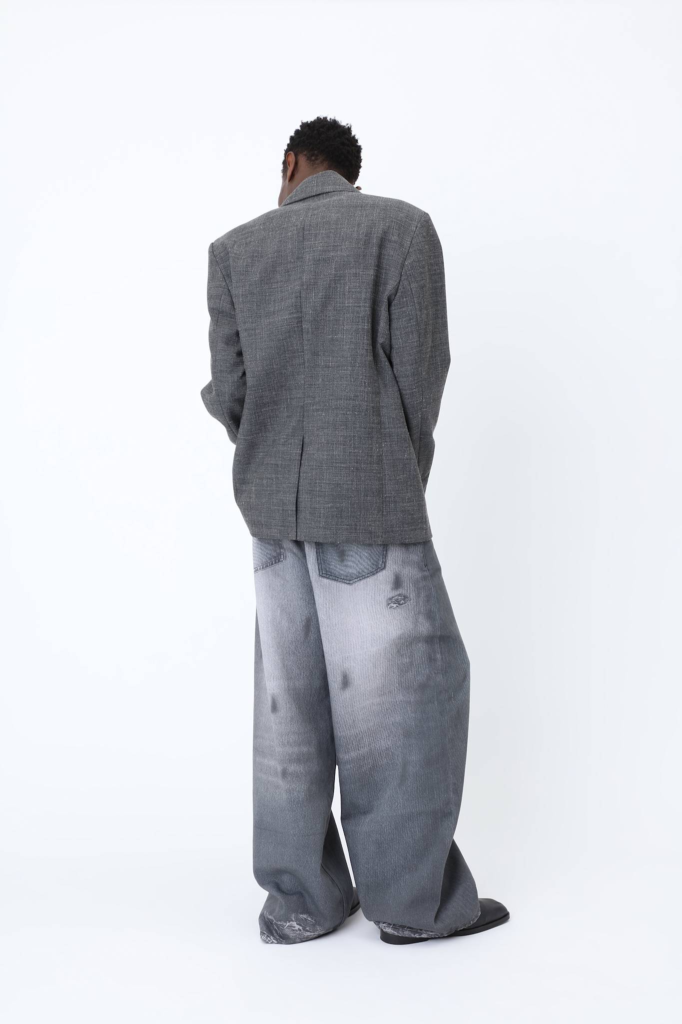 Lyon Black Printed Denim Jeans M