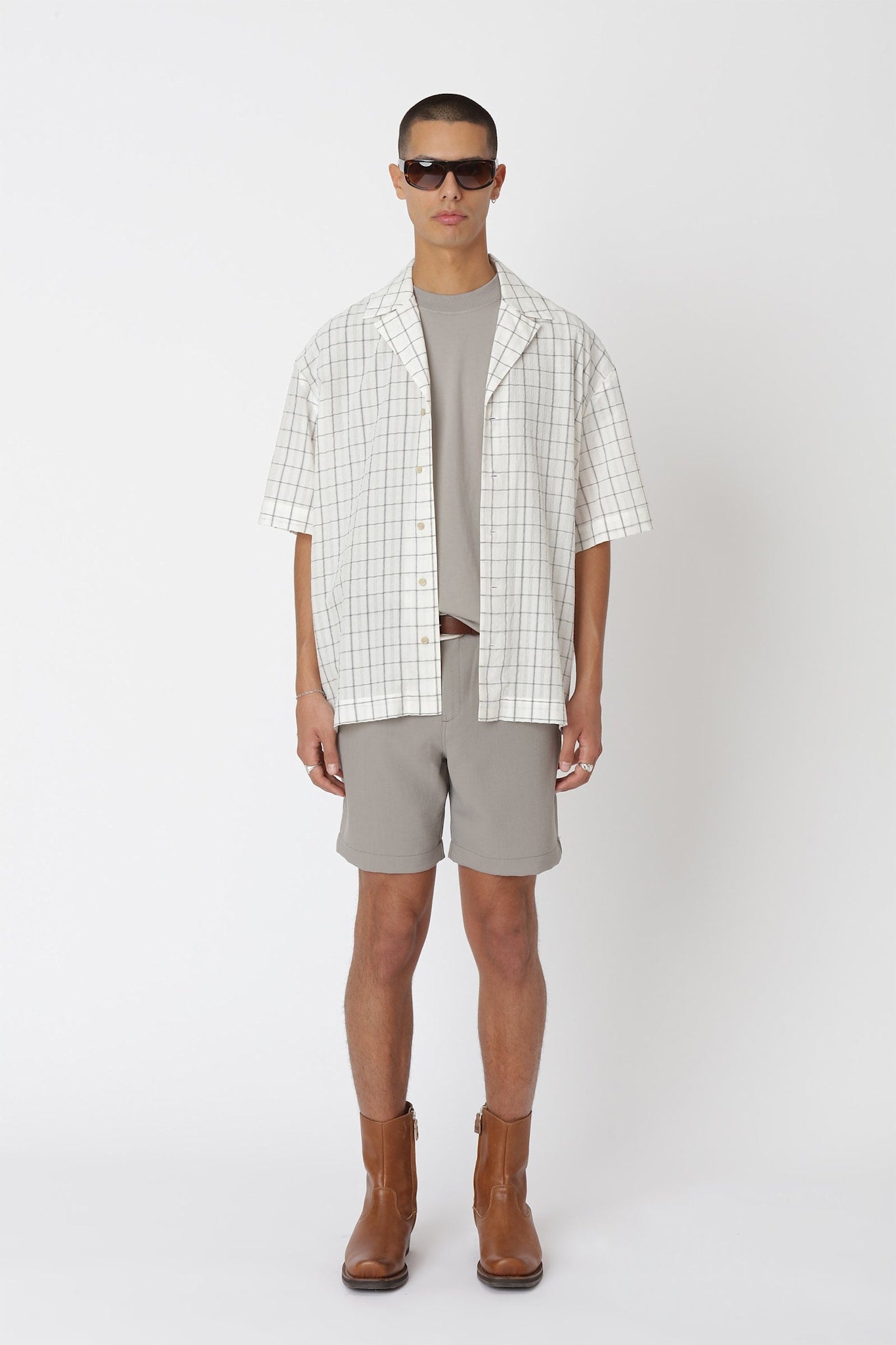 Won Hundred Men Desmond Shirt Shirt Grey Check